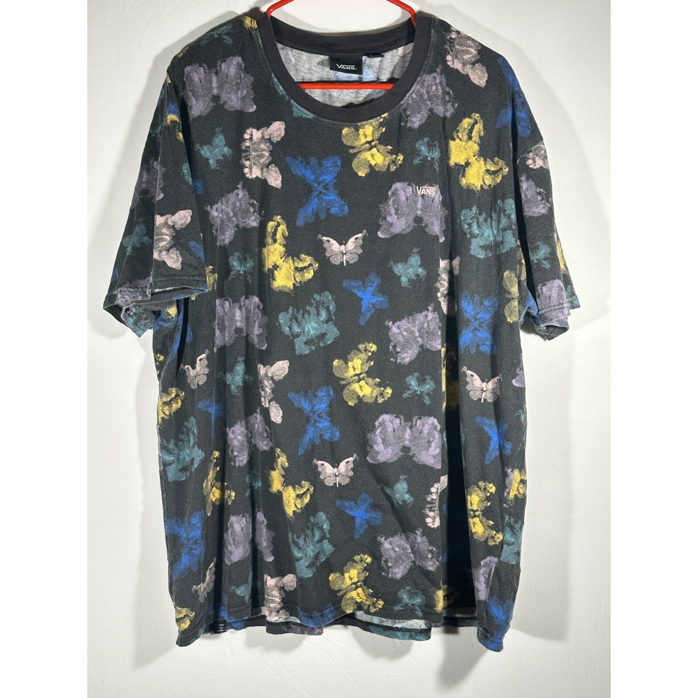 Vans Colorful Butterflies 100% Cotton Mens 2XL Short Sleeve Graphic T Shirt